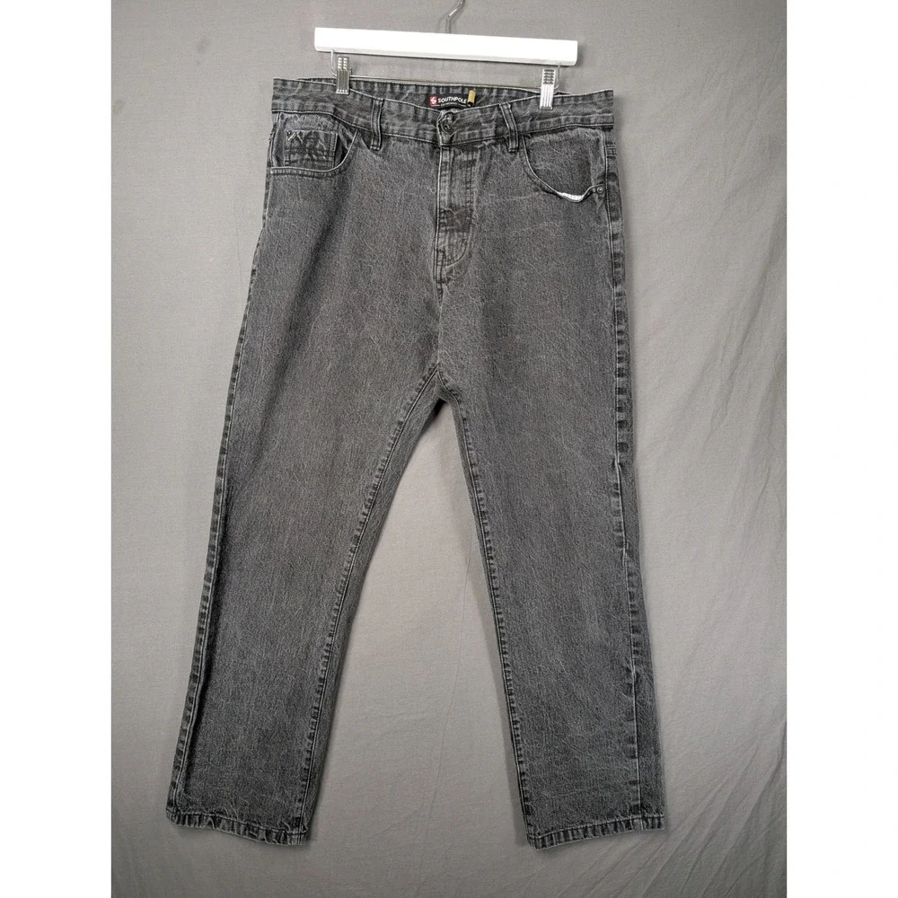 Southpole Mens Straight Leg‎ Acid Wash Grey Denim Jeans 36x32